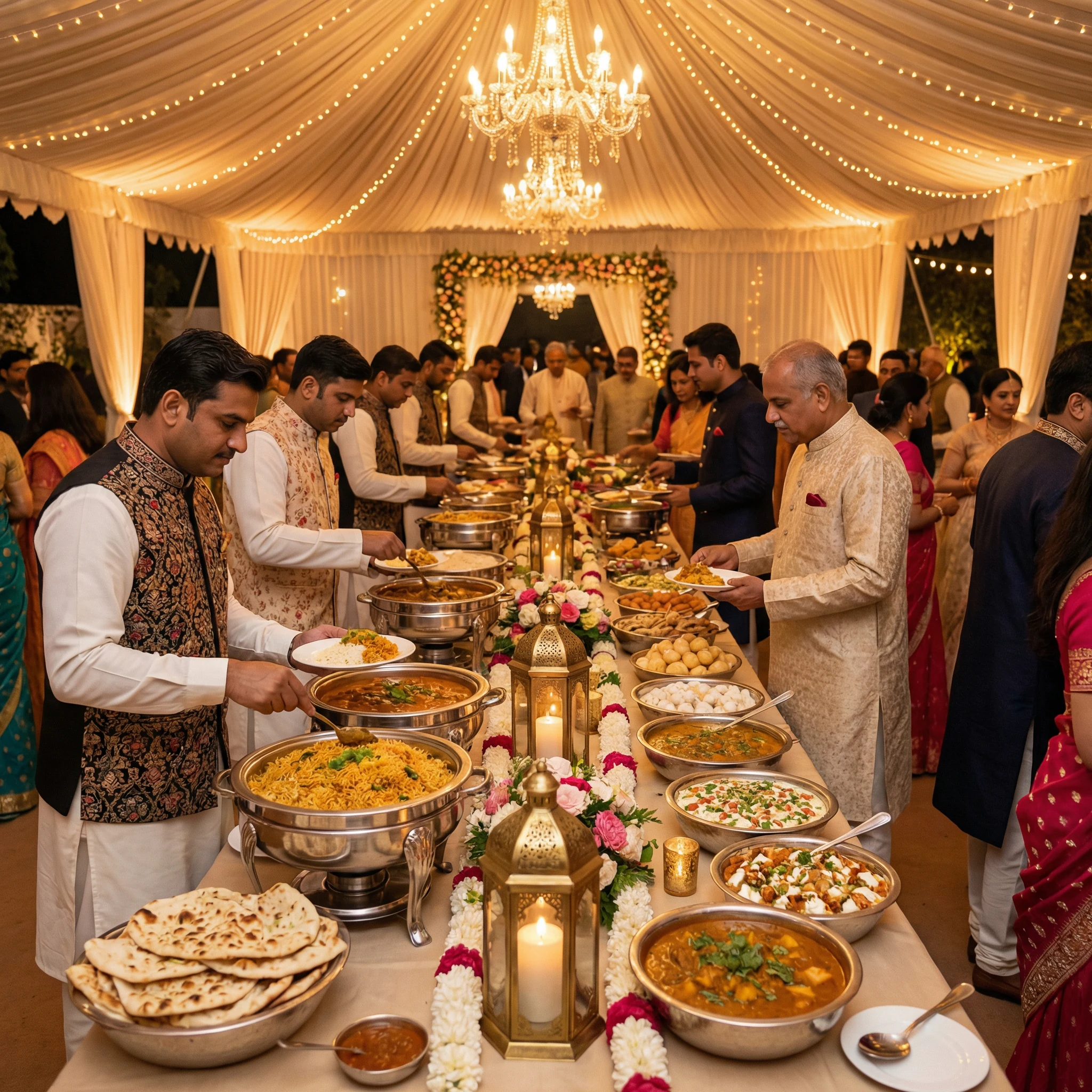 Indian wedding catering buffet spread