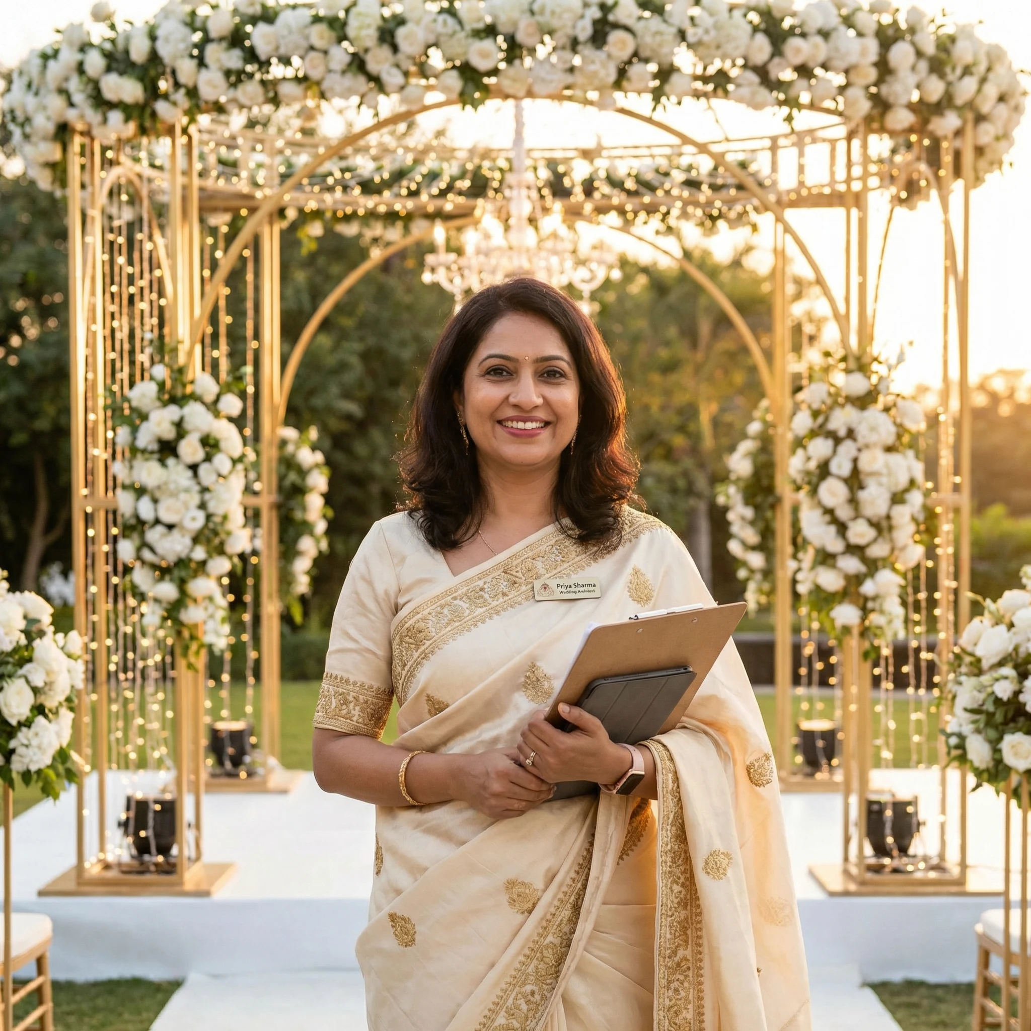 Indian wedding planner coordinating an event